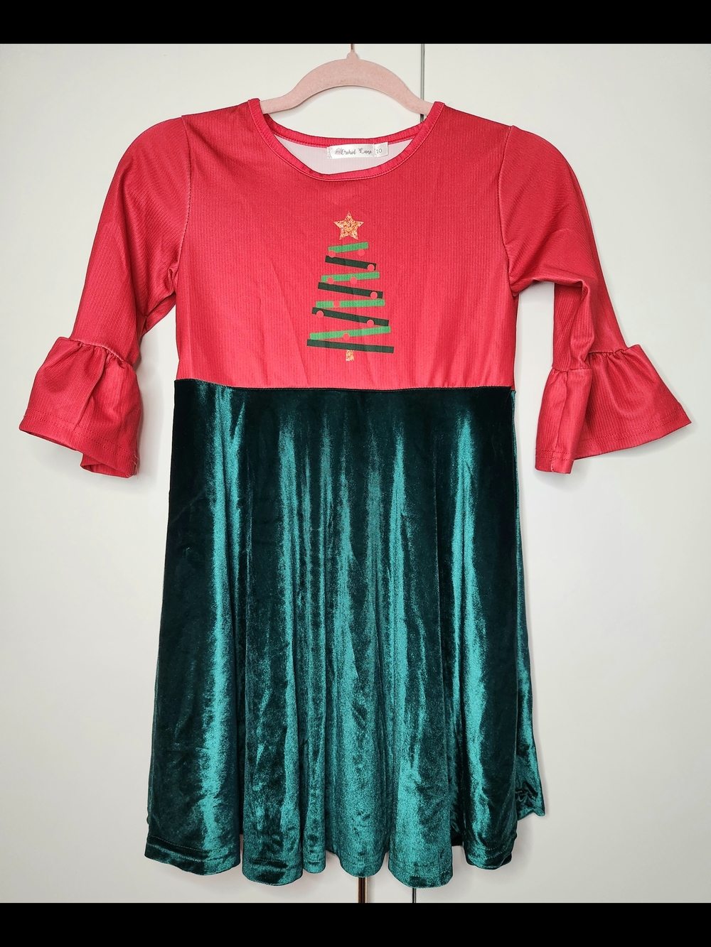 Holiday Velvet Panel Dress - Red & Emerald Green